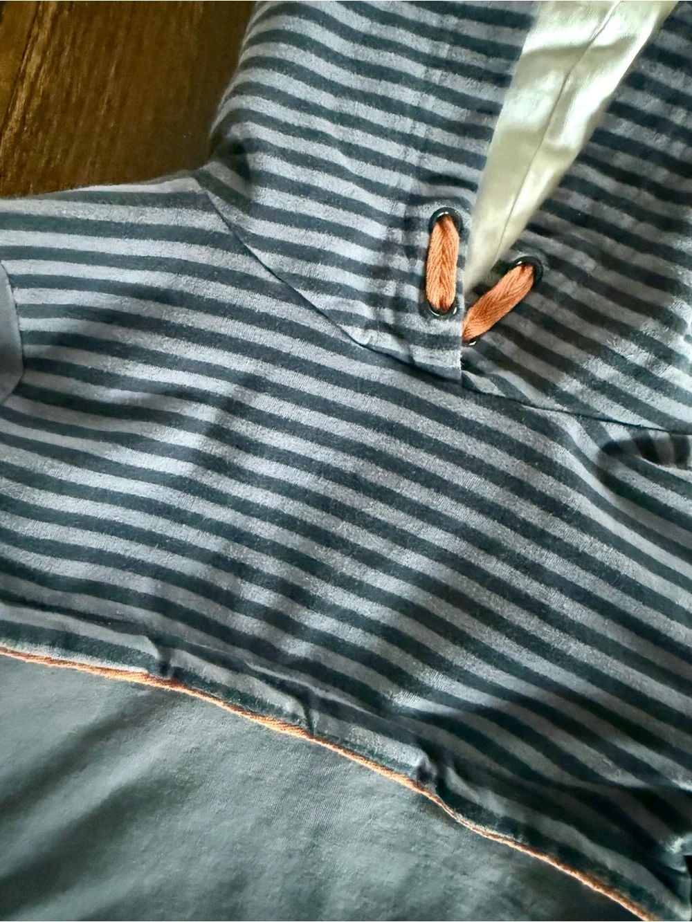 Tommy Bahama Blue Striped Hooded Sweatshirt with Orange Accents